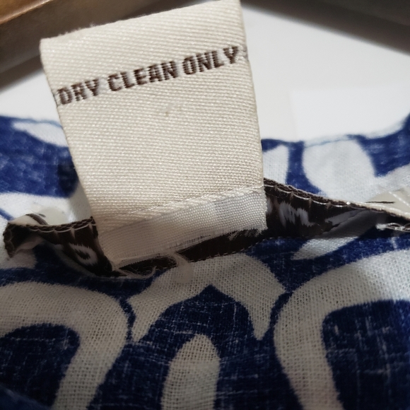 David Brooks Linen Blend Tunic Top Womens L Blue White Embroidered Trim - Picture 7 of 7